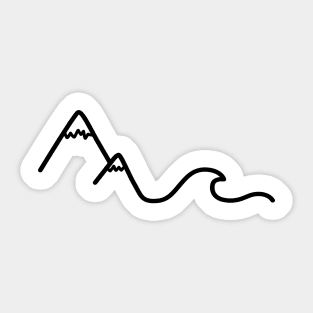 Mountain Wave - Modern Art Outline for Travelers B Sticker